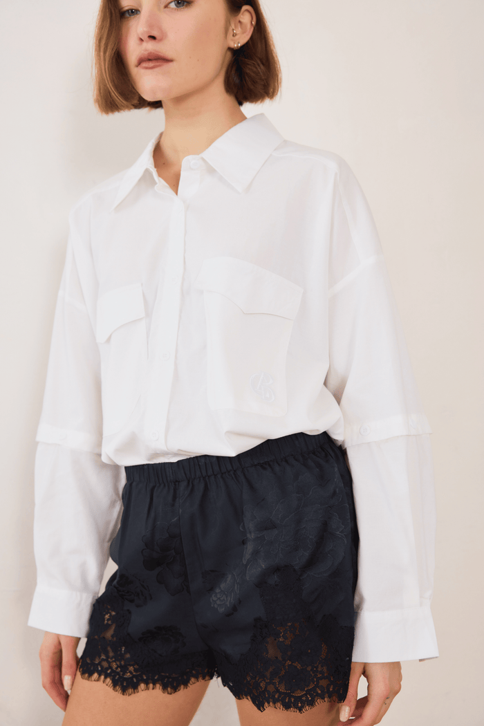 Commonplace Evie Lace Jacquard Mini Short - Black Arriving Thursday Hyde Boutique