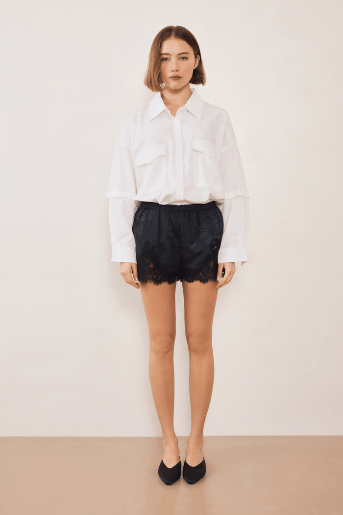 Commonplace Evie Lace Jacquard Mini Short - Black Arriving Thursday Hyde Boutique