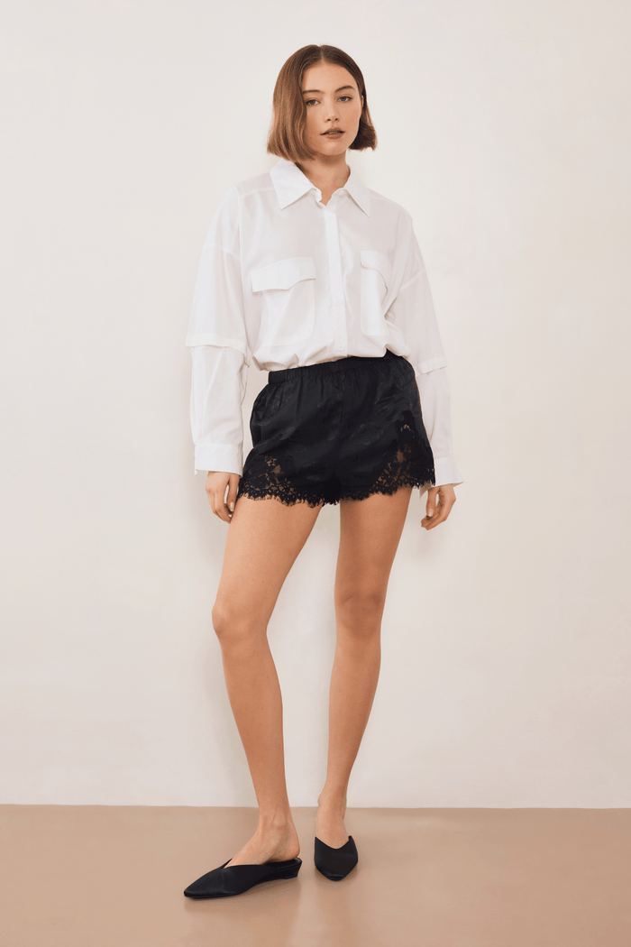 Commonplace Evie Lace Jacquard Mini Short - Black Arriving Thursday Hyde Boutique