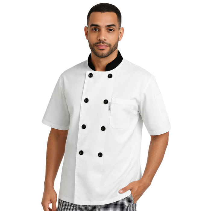 Contrast Half Sleeves Unisex Chef Coat