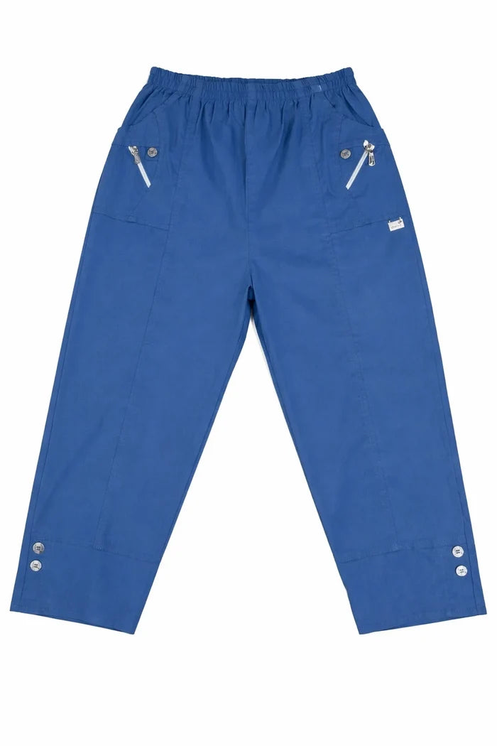 Cotton Double Zipped Pocket Cherry Berry Pants - Denim