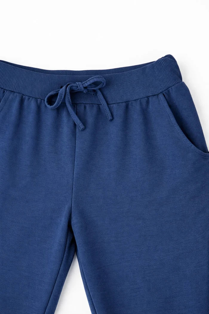 Cotton Elasticated Waist Drawstring Double Pocket Italia Joggers - Navy