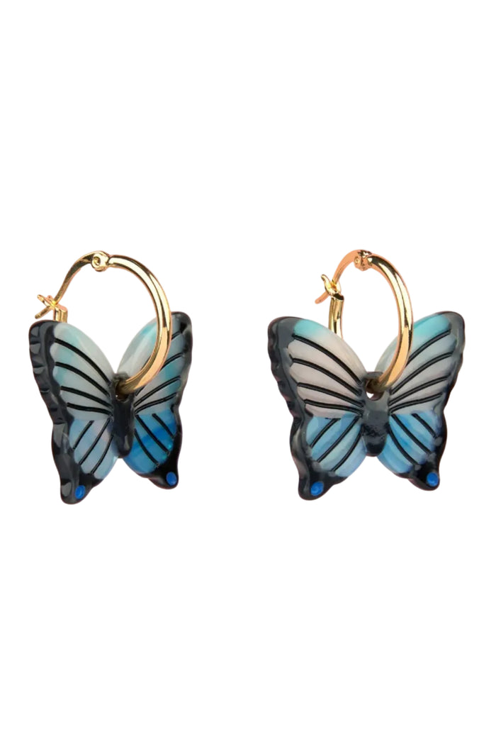 COUCOU SUZETTE Boucles d'Oreilles Papillon Bleu
