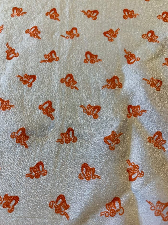 Covered Wagon Novelty Print Handkerchief circa 1960s