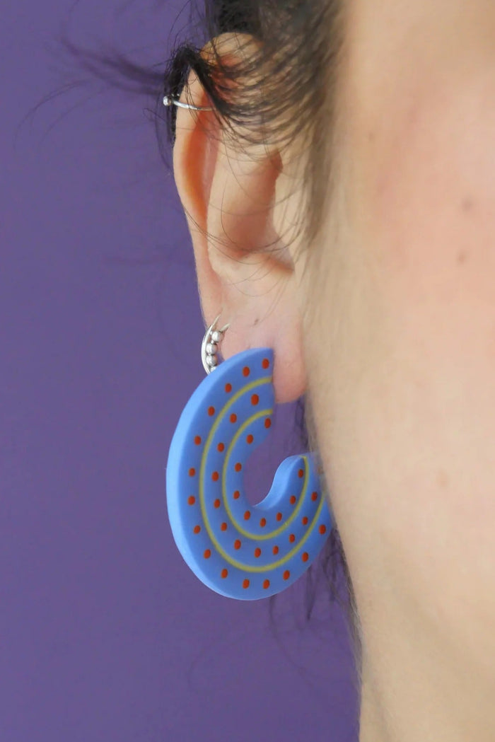 CROCODILE AGILE Boucles d'Oreilles Huguette Créole - Bleu