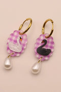 DCONSTRUCT Boucles d'Oreilles Cygne Vichy - Lilas