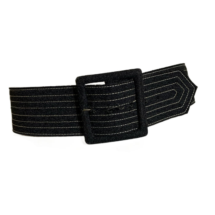 Deep Charcoal Grey Quilted Fabric Belt circa 1980s