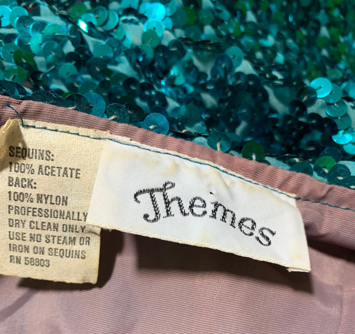 Disco Glam Turquoise Sequined Dress circa 1980s