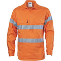 DNC Workwear Work Wear DNC WORKWEAR Hi-Vis Cool-Breeze Close Front Cotton Shirt with Generic Reflective Tape 3945