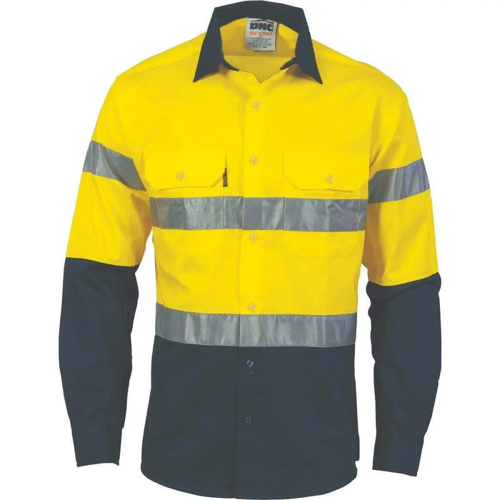 DNC Workwear Work Wear Yellow/Navy / 3XL DNC WORKWEAR Hi-Vis D/N 2 Tone Drill Shirt 3536