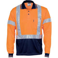 DNC Workwear Work Wear Orange / XS DNC WORKWEAR Hi-Vis D/N Cool Breathe Long Sleeve Polo Shirt with Cross Back Reflective Tape 3714