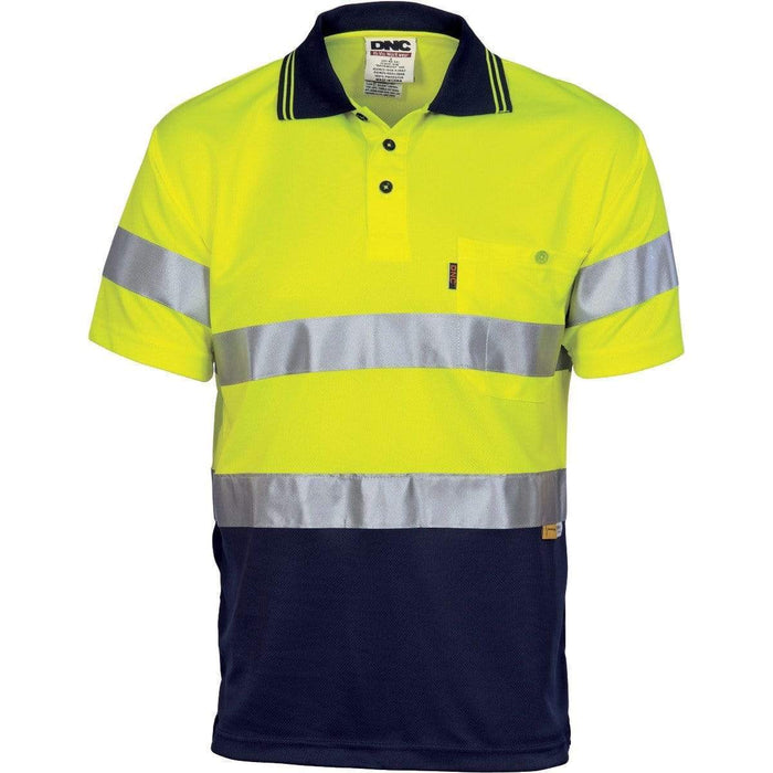 DNC Workwear Work Wear DNC WORKWEAR Hi-Vis D/N Cool Breathe Polo Shirt With 3M 8906 R/Tape - Short Sleeve 3911