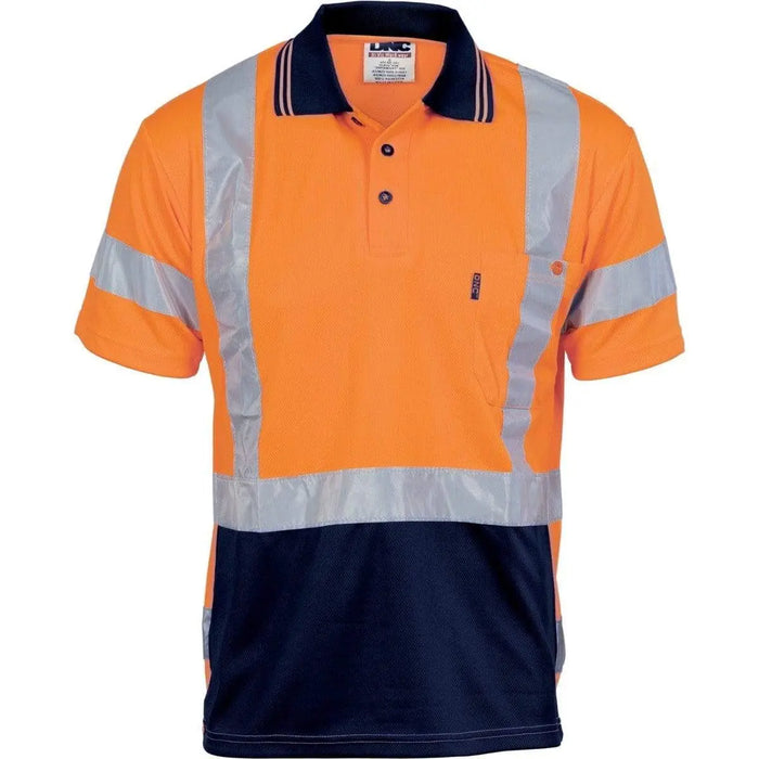 DNC Workwear Work Wear DNC WORKWEAR Hi-Vis D/N Cool Breathe Short Sleeve Polo Shirt with Cross-back Reflective Tape 3712
