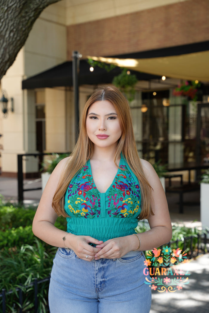 Elisa Mexican Embroidery Halter Top
