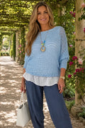 Eliza Batwing Knit Crochet - Baby Blue