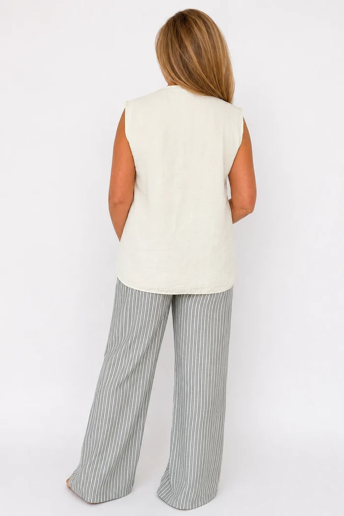 Embroidered Trim Carvela Sleeveless Top - Limoncello