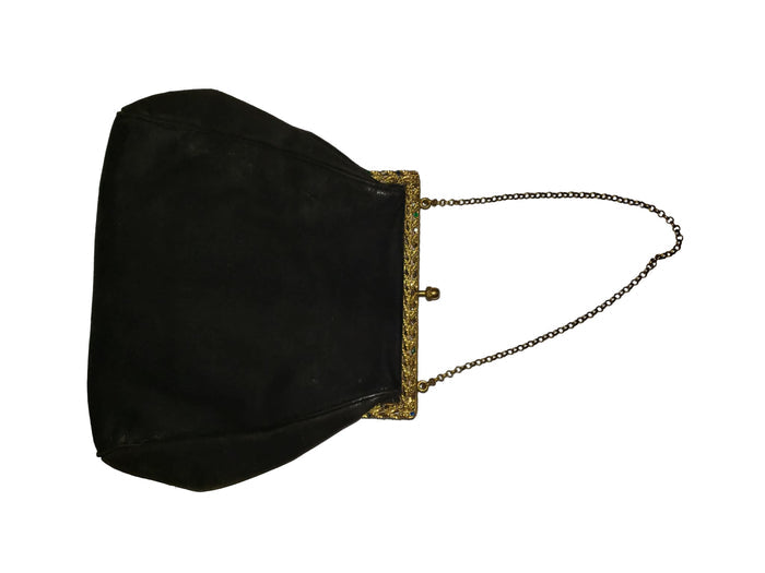 Figural Design Petit Point French Style Velvet Handbag circa 1940s