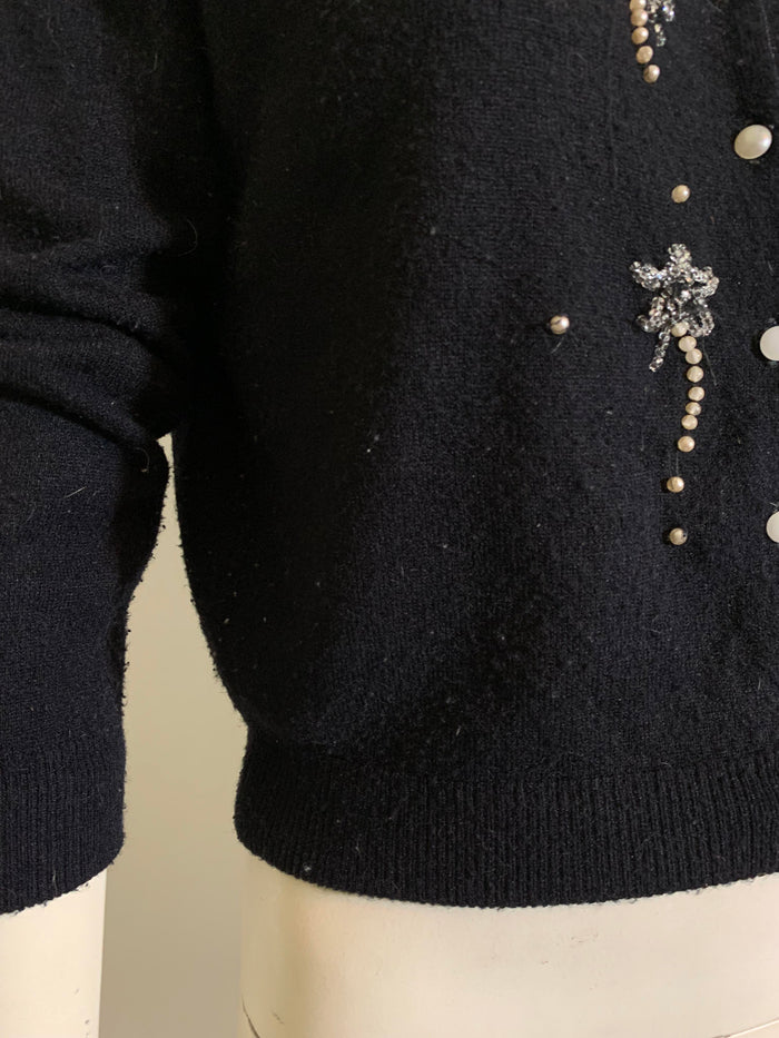 Fireworks Beaded Black Button Down Cardigan Sweater circa 1950s