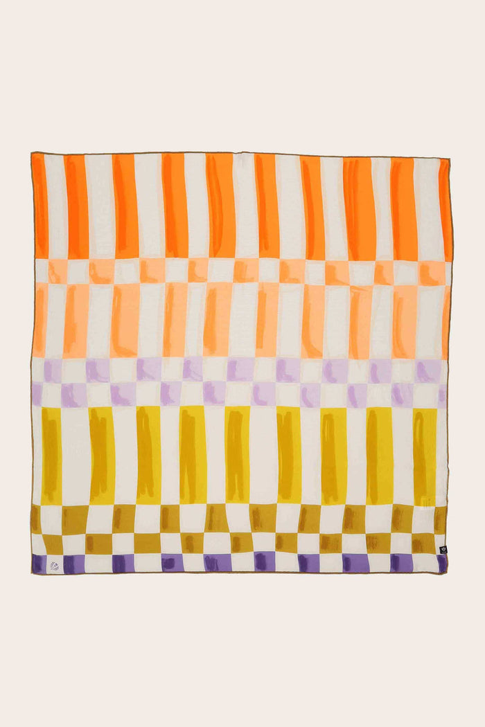 FRAAS Foulard Soie Carré Rayé - Oiseau de Paradis