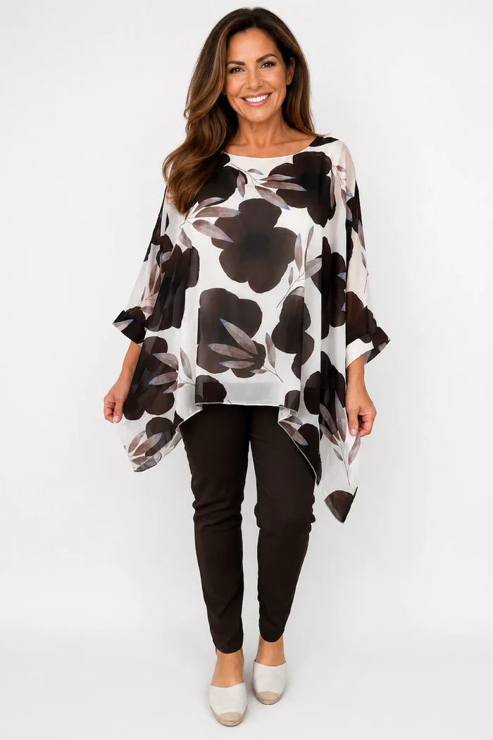 Fully Lined Juliet Batwing Chiffon - Chocolate