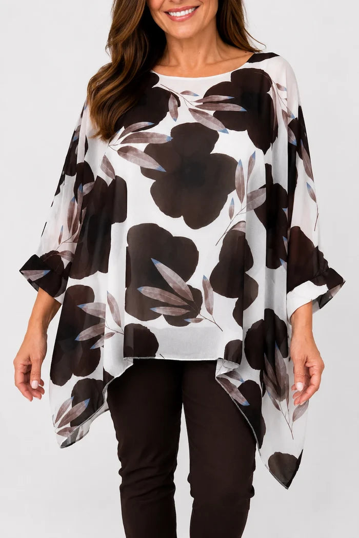 Fully Lined Juliet Batwing Chiffon - Chocolate