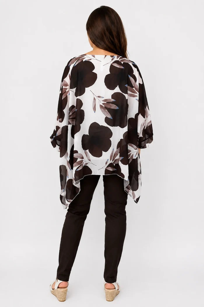 Fully Lined Juliet Batwing Chiffon - Chocolate
