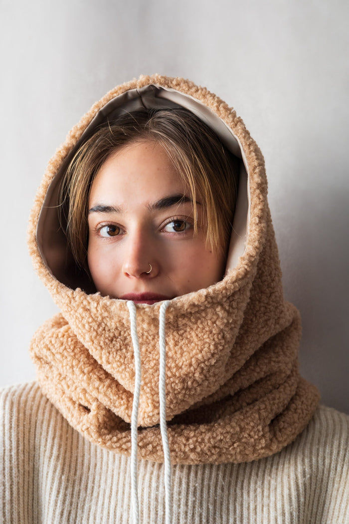 GIBOU Col Capuche Réversible Satin - Beige Caramel