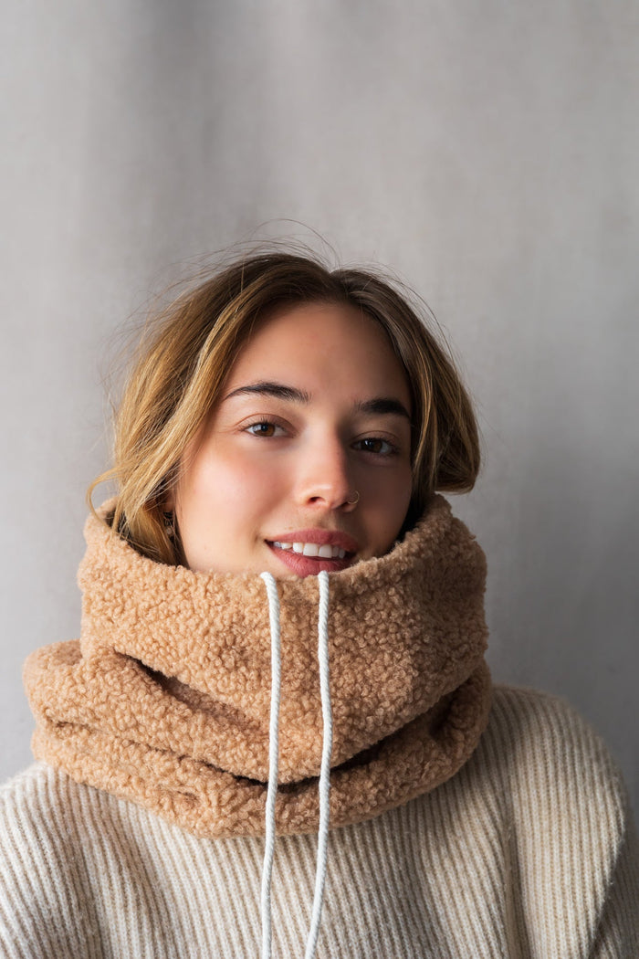 GIBOU Col Capuche Réversible Satin - Beige Caramel