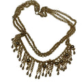 Gold Tone Metal Multi Chain Bib Necklace with Fringe circa 1970s