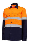 Hard Yakka Long Sleeve Hi Vis Taped Shirt Y04610 Work Wear Hard Yakka Orange/Navy (ONA) S