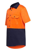 Hard Yakka Short Sleeve Hi Vis Shirt Y04620 Work Wear Hard Yakka Orange/Navy (ONA) S