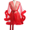 Hester- the Feather Trimmed Sheer Shorty Robe 4 Colors