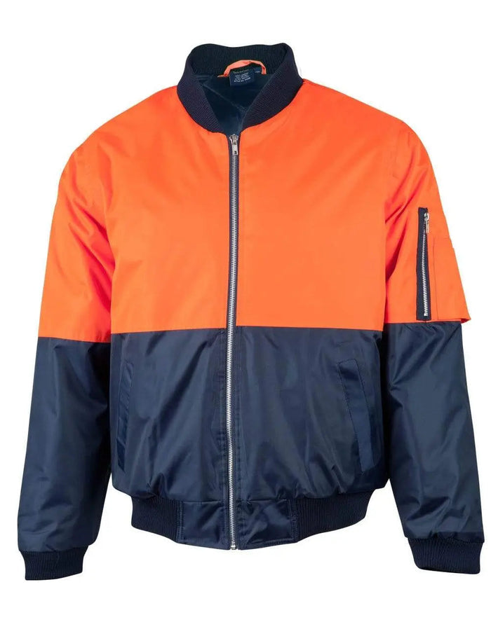 Hi-vis Two Tone Flying Jacket SW06A Work Wear Australian Industrial Wear S Fluoro Orange/Navy