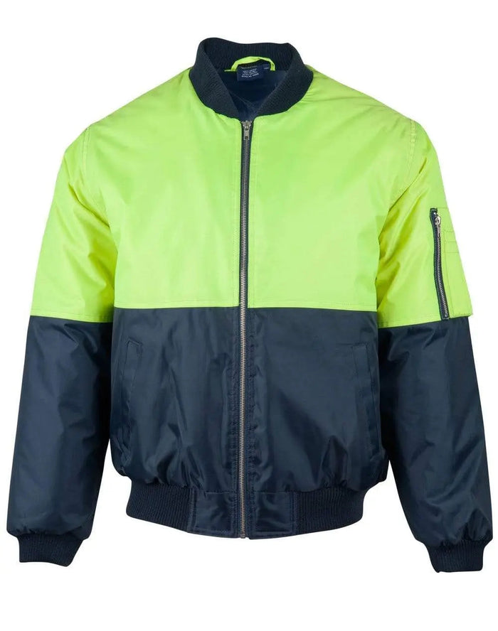 Hi-vis Two Tone Flying Jacket SW06A Work Wear Australian Industrial Wear S Fluoro Yellow/Navy