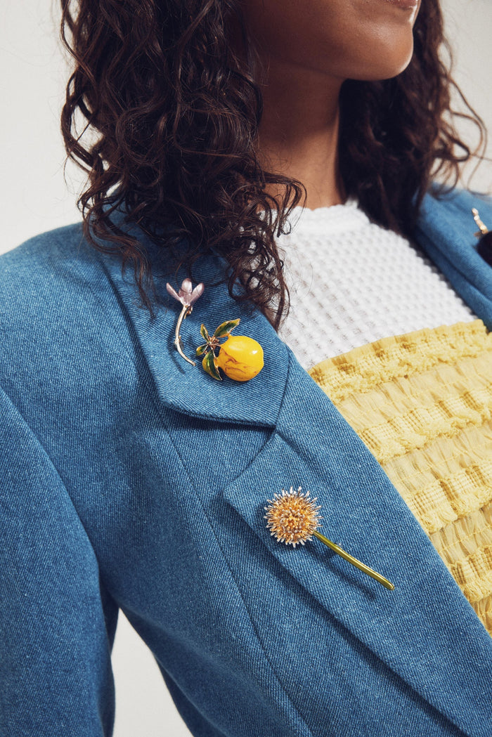 HILARY MACMILLAN Blazer Denim à Pins