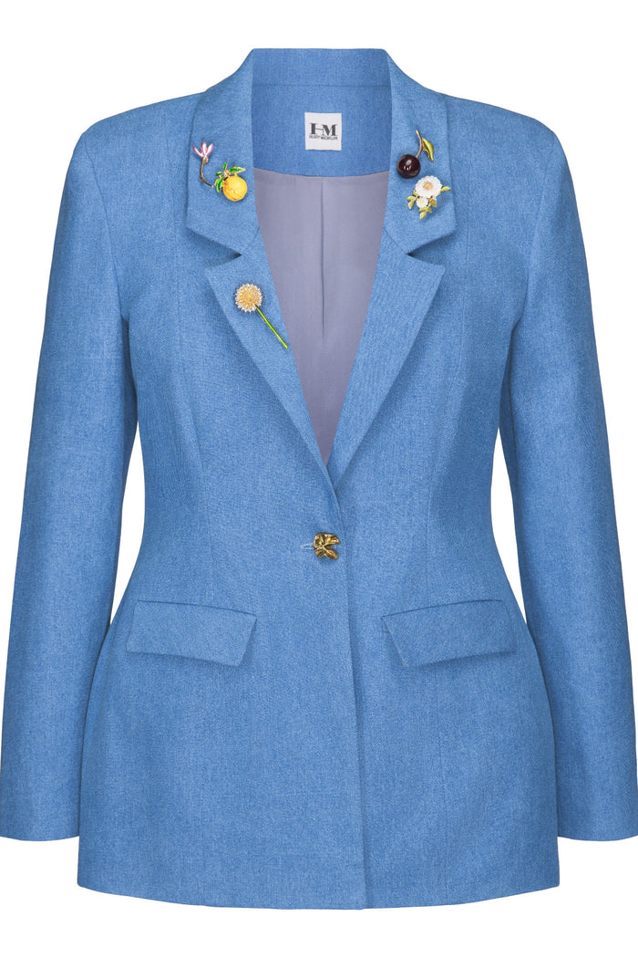 HILARY MACMILLAN Blazer Denim à Pins