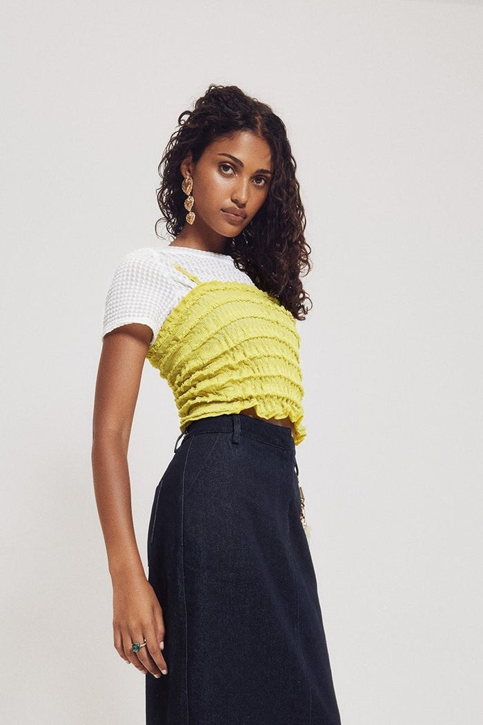 HILARY MACMILLAN Camisole Ruché - Chartreuse