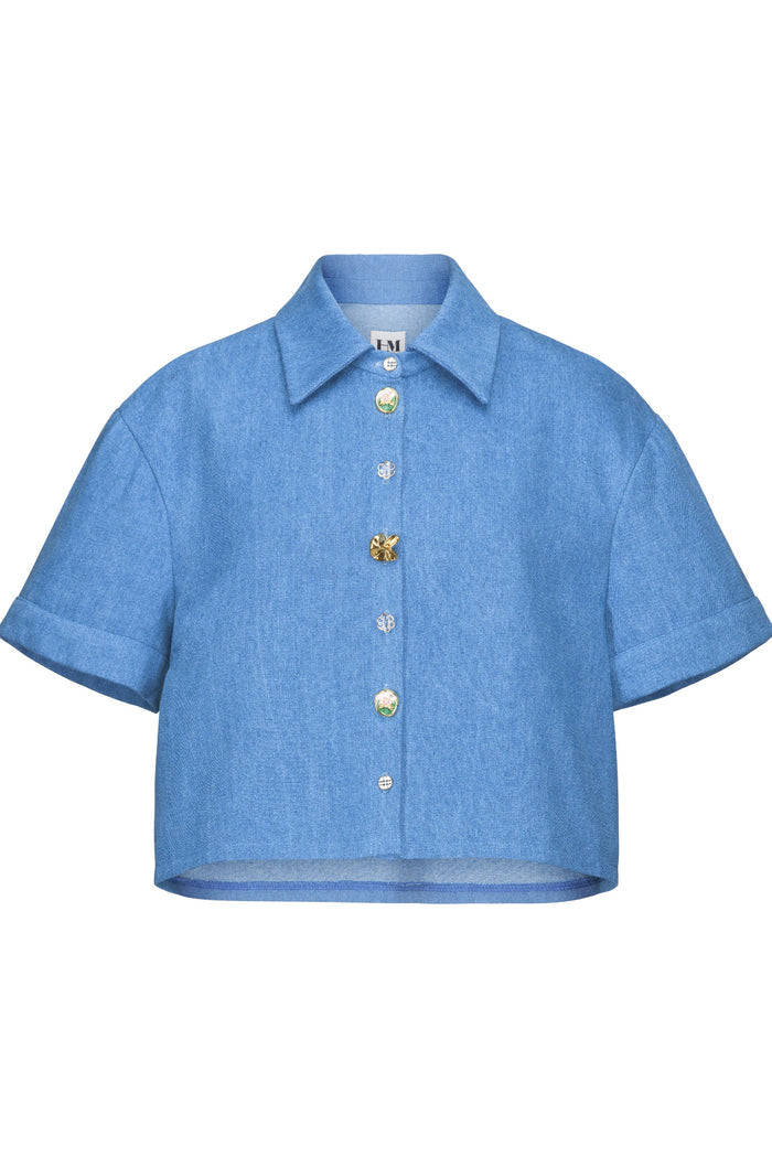 HILARY MACMILLAN Chemise Crop Denim