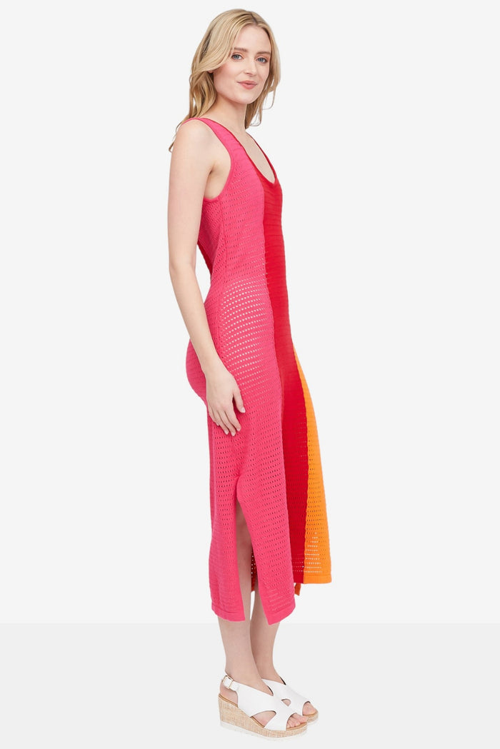 HILARY MACMILLAN Robe Crochet Tricolore