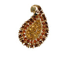 Honey Colored Paisley Rhinestone Brooch circa 1960s