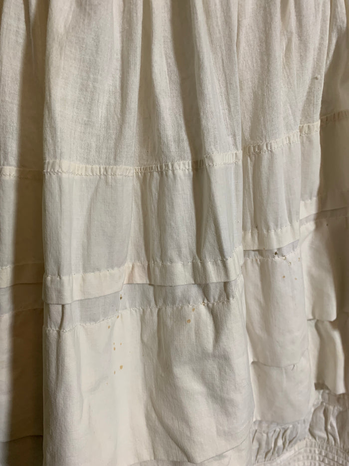 Ruffled and Embroidered Short White Cotton Petticoat circa 1890s