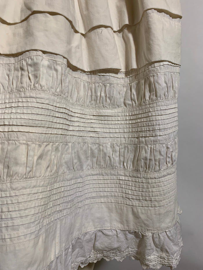 Ruffled and Embroidered Short White Cotton Petticoat circa 1890s