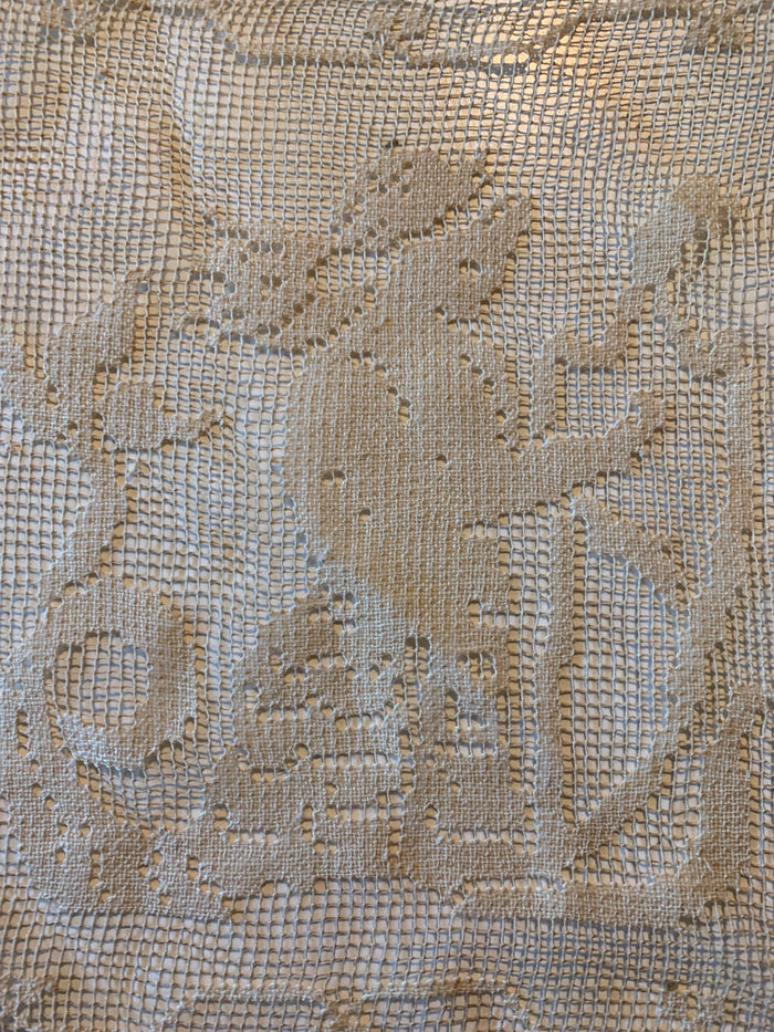Mermaid Filet Lace Panels Pair 2 circa 1900