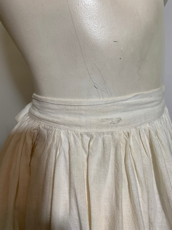 Ruffled and Embroidered Short White Cotton Petticoat circa 1890s