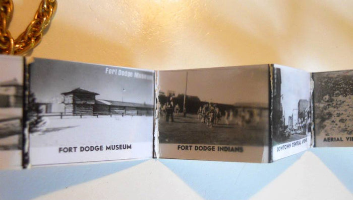 Iowa State Souvenir Necklace Fort Dodge Photo Book Locket circa 1960s