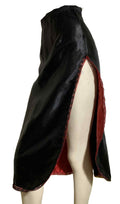 Irma La Douce Inspired Black & Red Satin Skirt with HIGH Side Slit Stage Wear circa 1950s
