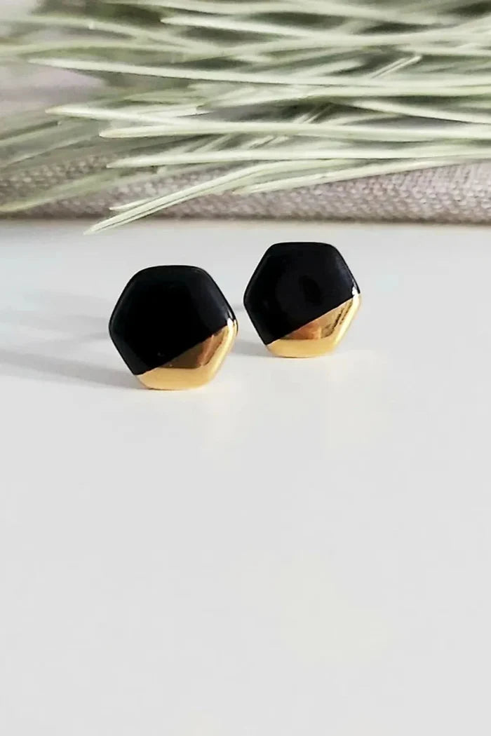 KAG Boucles d'Oreilles Céramique Hexagone