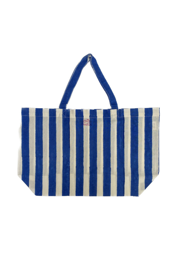 KATE AUSTIN Sac Market à Rayures - Cabana Bleu et Blanc