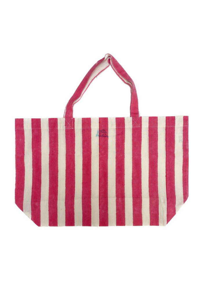 KATE AUSTIN Sac Market à Rayures Cabanes - Rose et Blanche