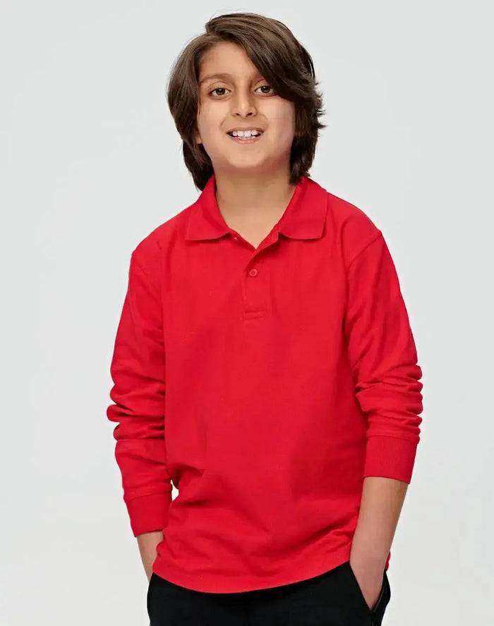 Kids Poly/Cotton Pique Long Sleeve Polo PS12K Casual Wear Winning Spirit